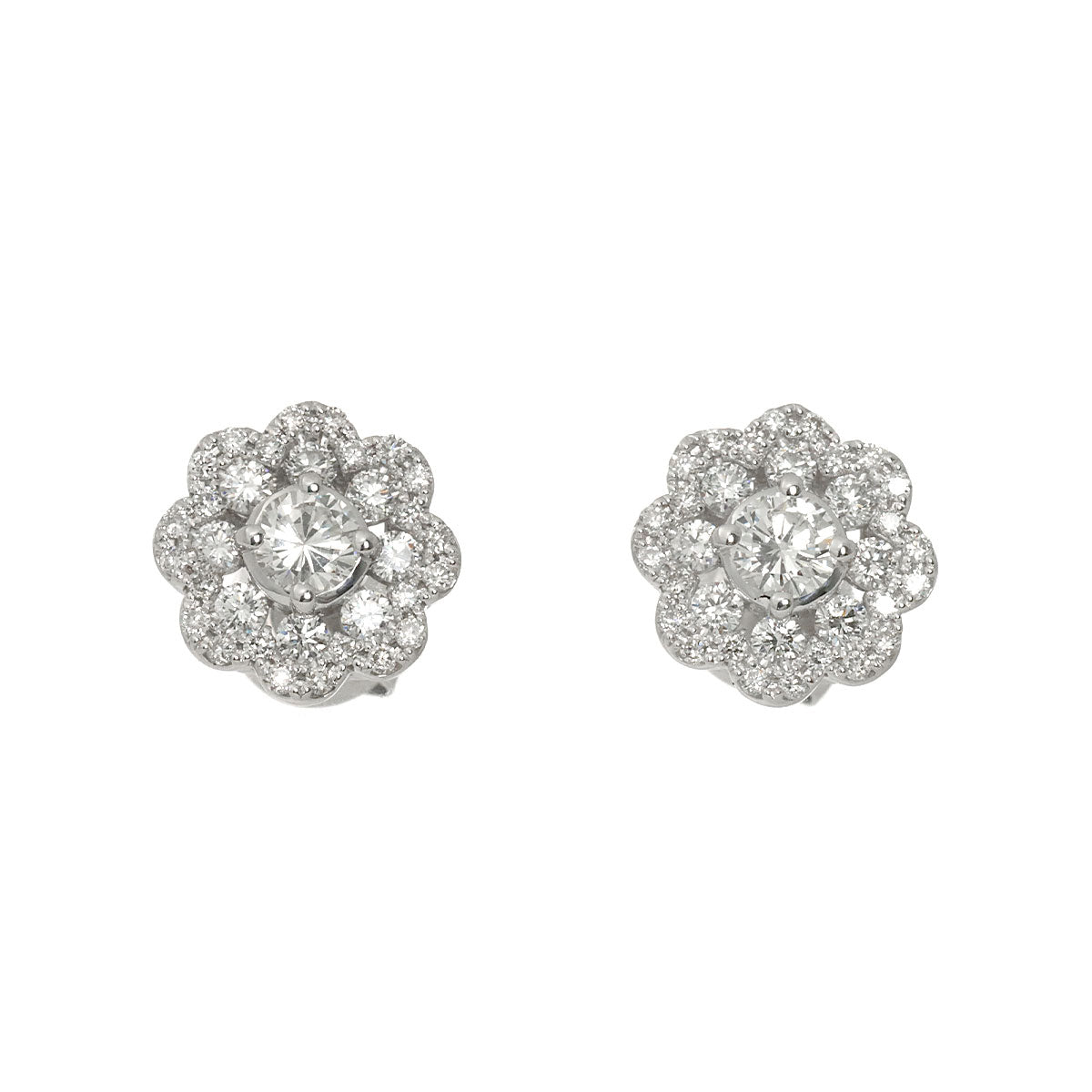 Diamond 0.50ct/0.50ct Earrings Pierced 18K WG 750