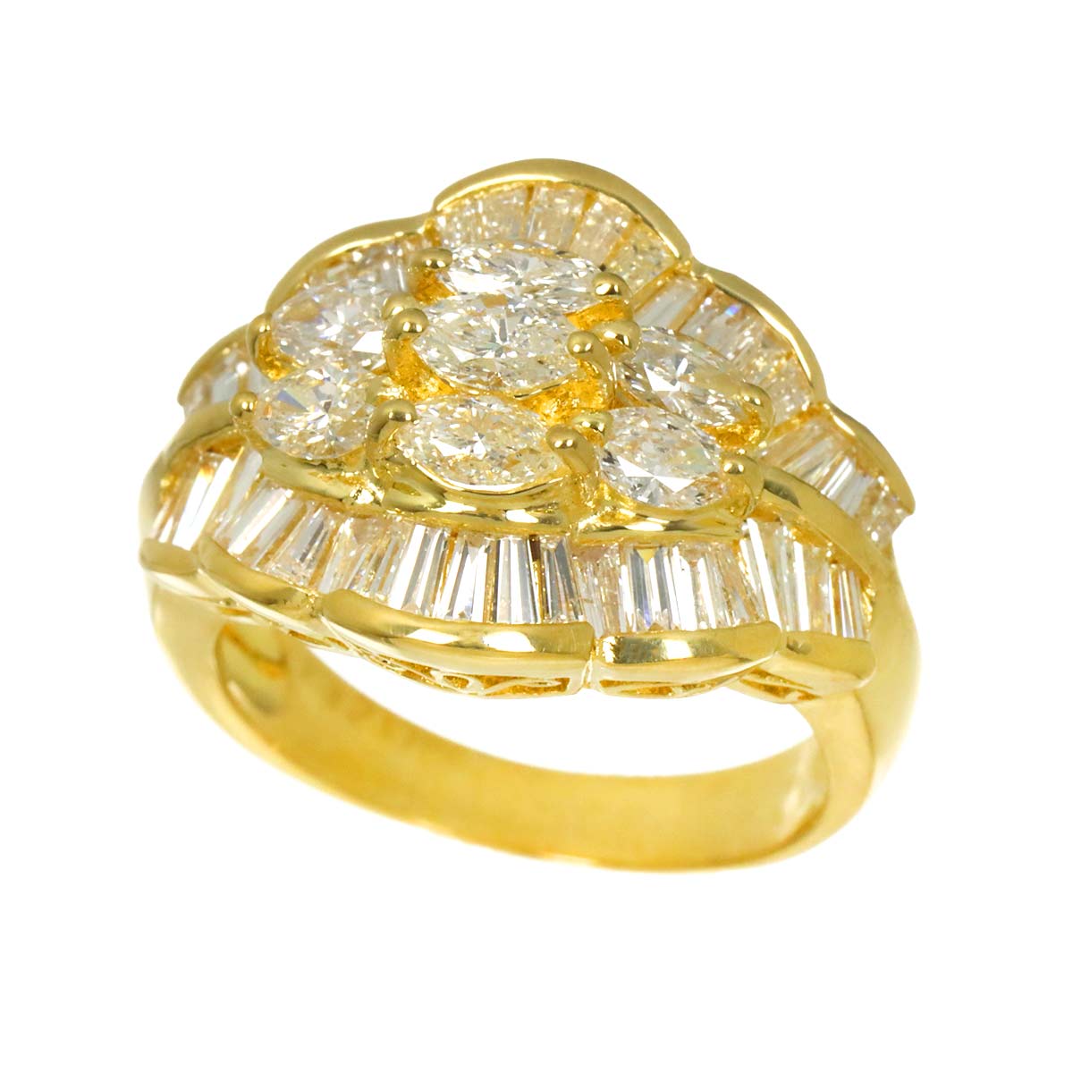 Diamond 2.30ct Ring 18K YG Yellow Gold 750 Size6-6.25(US)