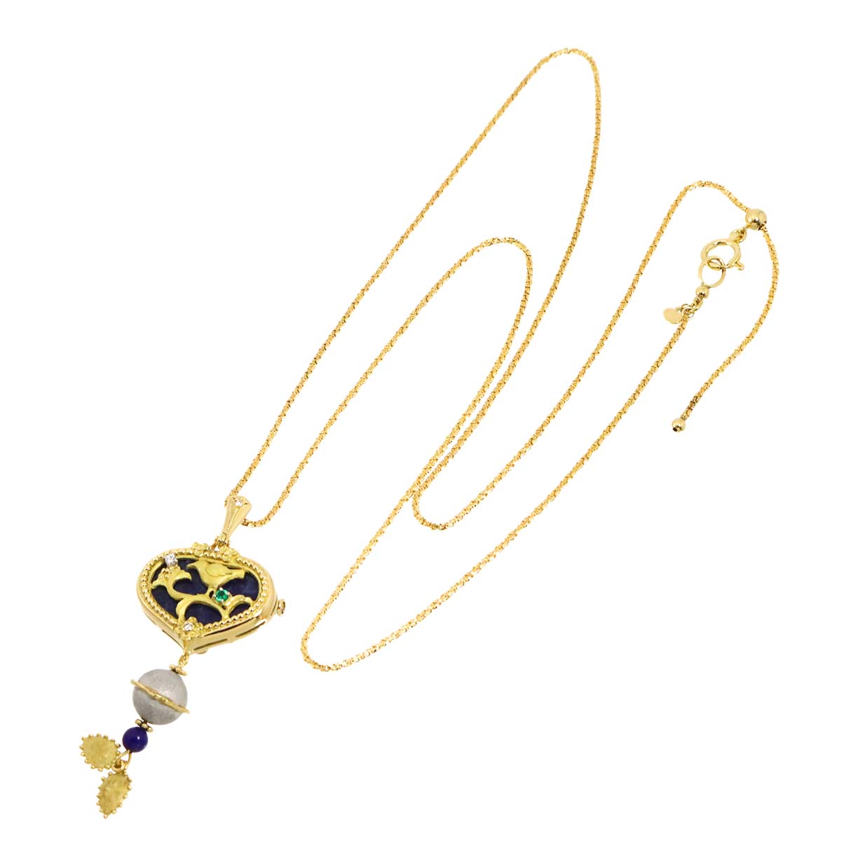Multi Stone Necklace Pt 18K YG 750