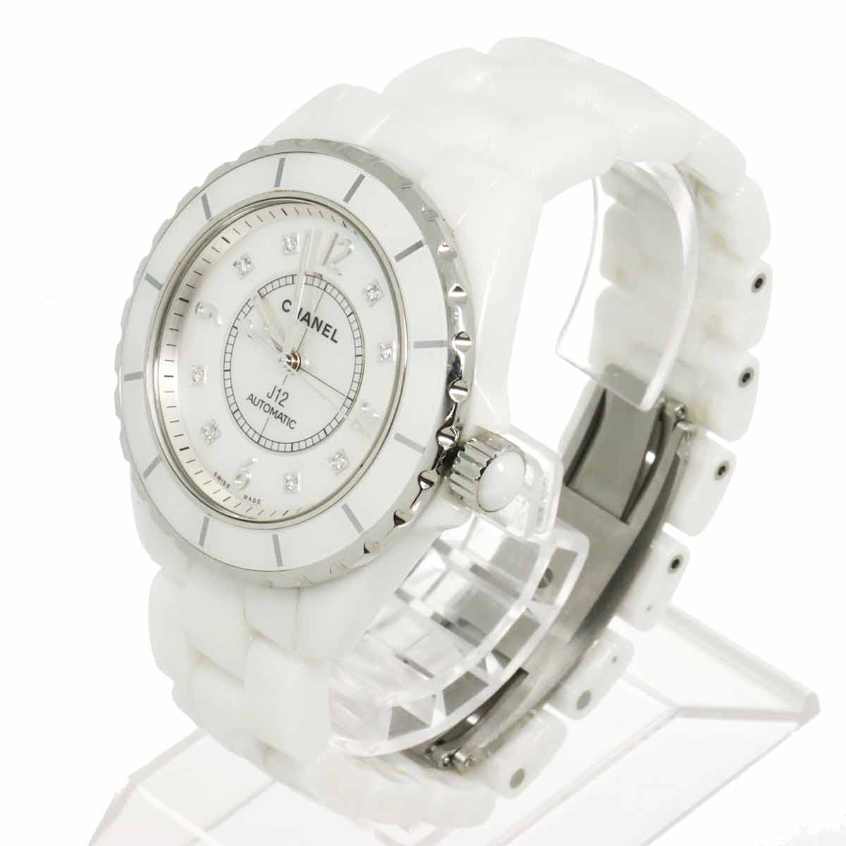 J12 H2423 8P Diamond Automatic White Shell Dial Mens Watch