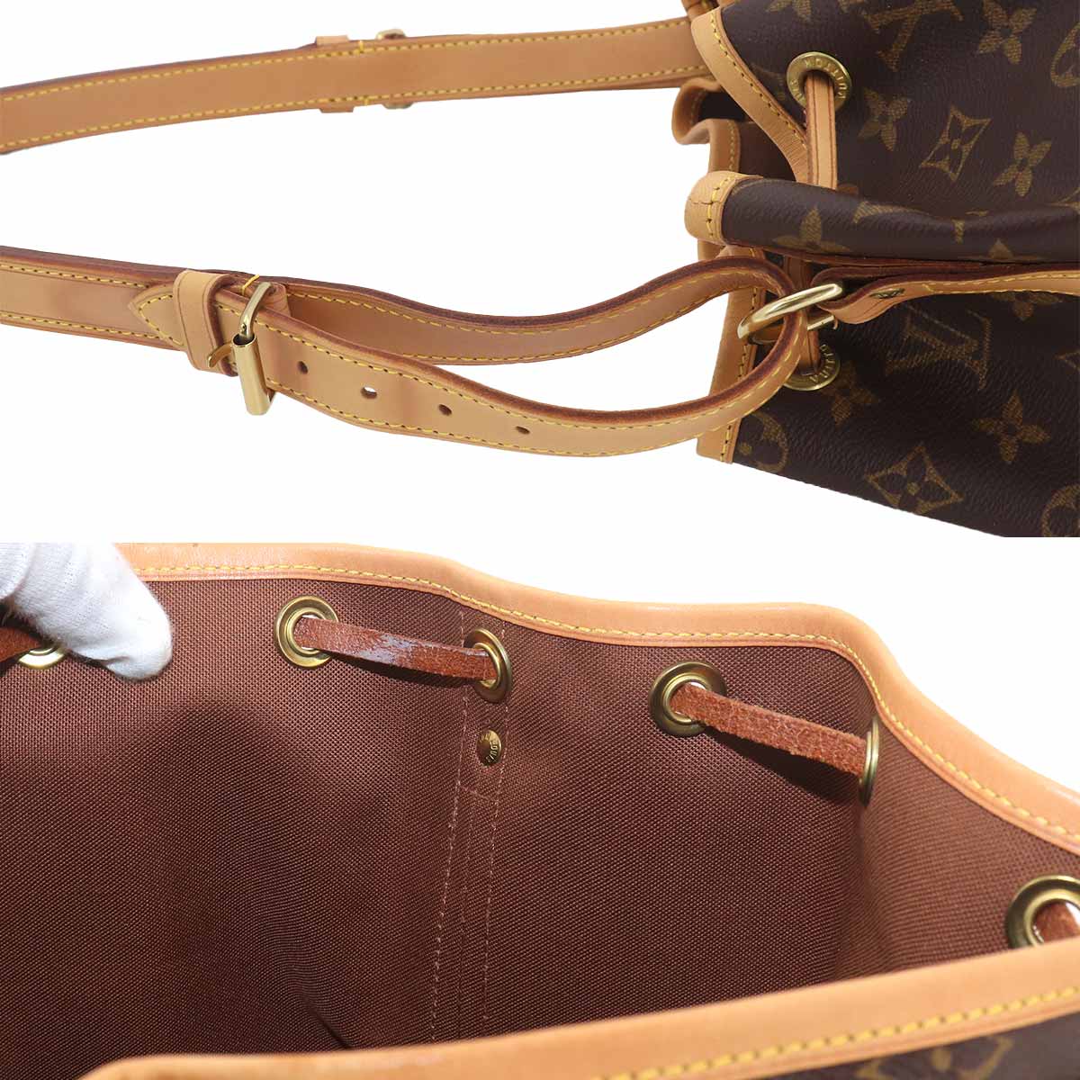 Monogram Noe Drawstring Shoulder Bag Brown M42224 Vintage