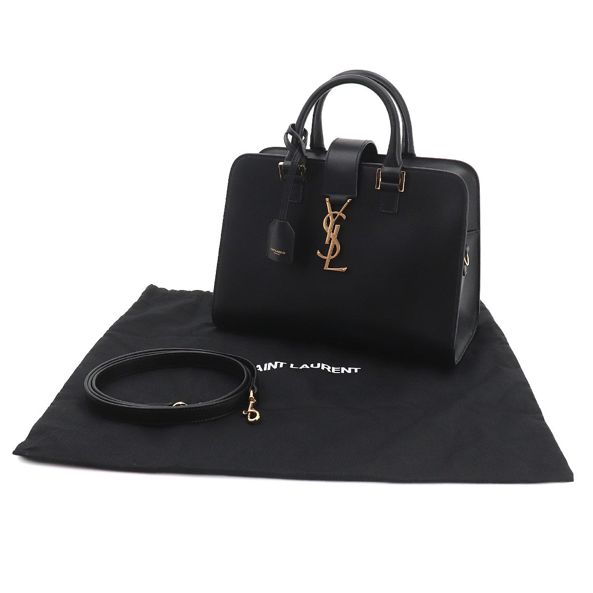 Baby Cabas Hand Shoulder Bag Leather Black 568853