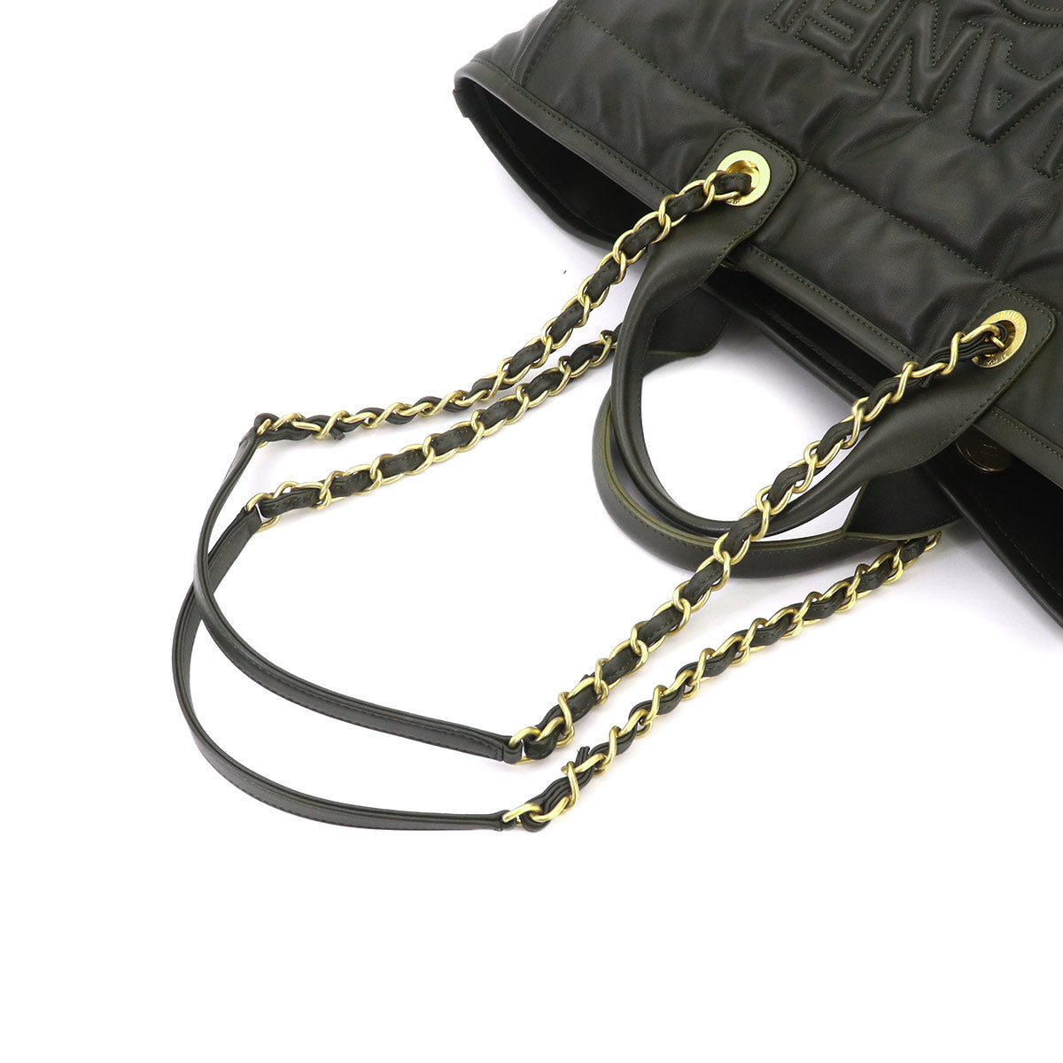 Deauville GM Tote Chain Shoulder Bag Leather khaki Purse