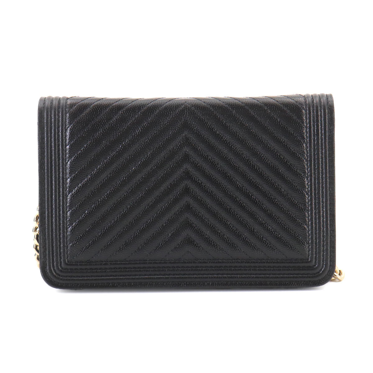 Boychanel Chain Long Wallet Leather Black AP1117 Purse