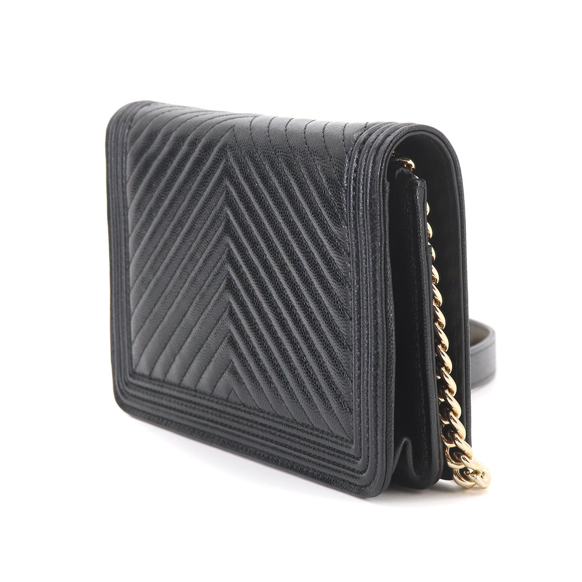 Boychanel Chain Long Wallet Leather Black AP1117 Purse