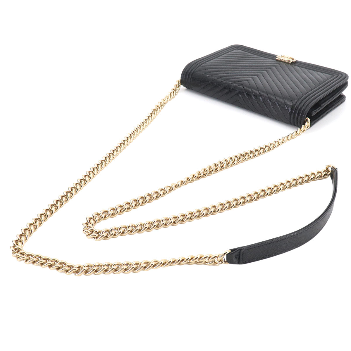 Boychanel Chain Long Wallet Leather Black AP1117 Purse