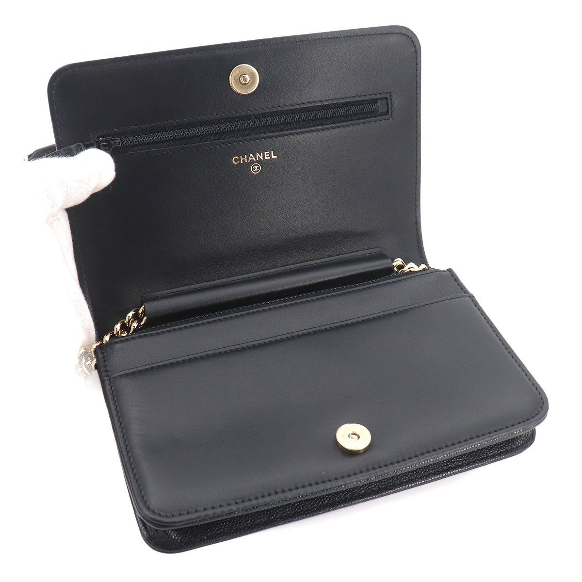 Boychanel Chain Long Wallet Leather Black AP1117 Purse