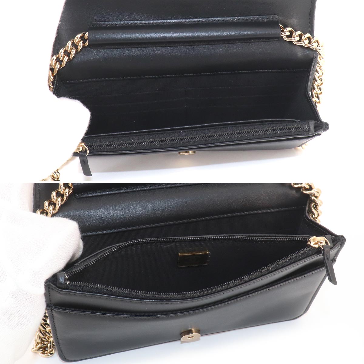 Boychanel Chain Long Wallet Leather Black AP1117 Purse