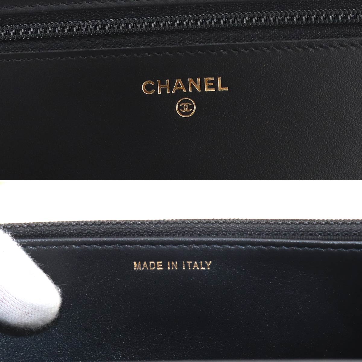 Boychanel Chain Long Wallet Leather Black AP1117 Purse