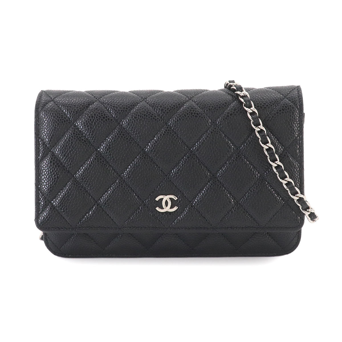 Matelasse Classic Chain Wallet Leather Black AP0250