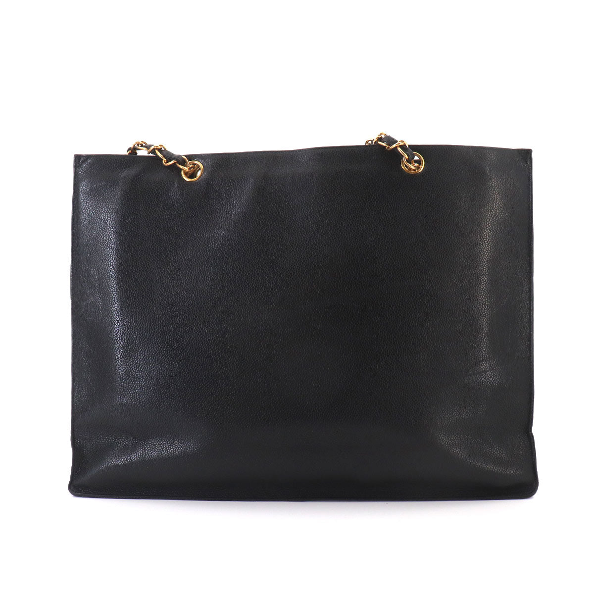 Tote Bag Leather Black Coco Logos Vintage Purse