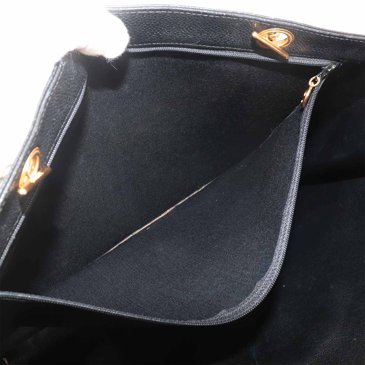 Tote Bag Leather Black Coco Logos Vintage Purse