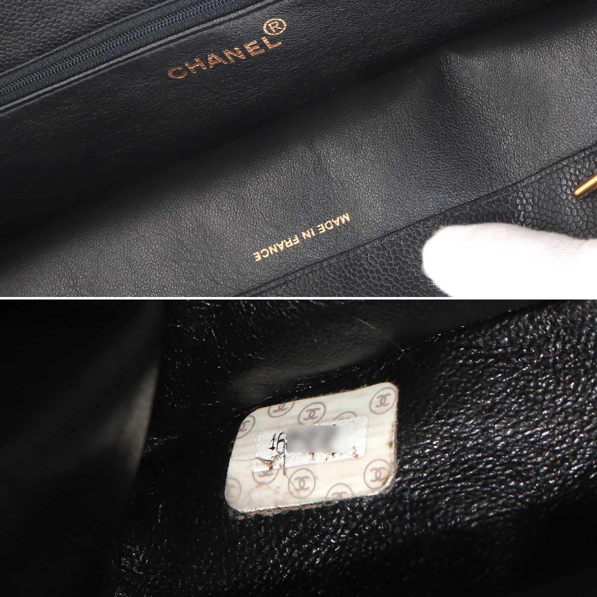 Tote Bag Leather Black Coco Logos Vintage Purse