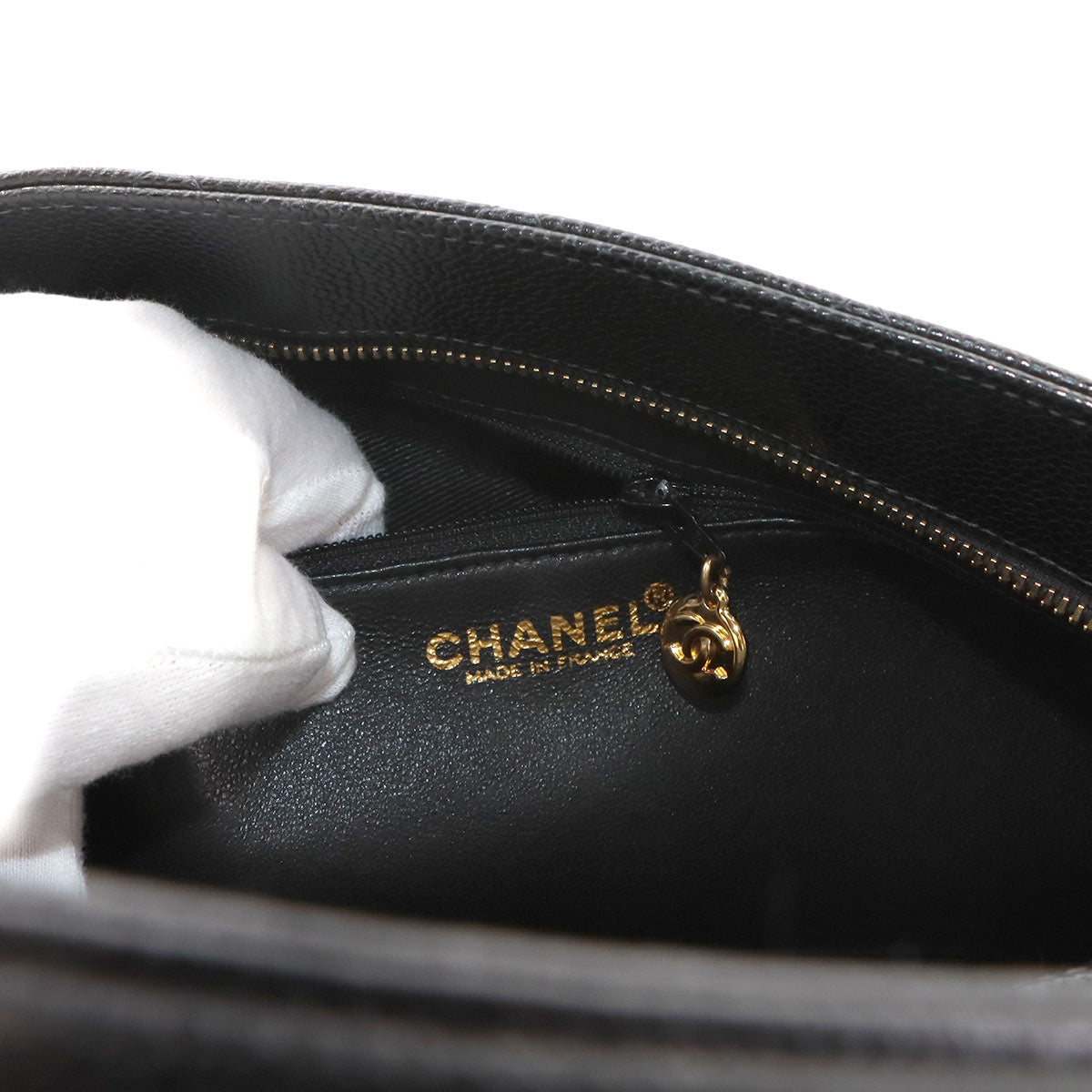 Medallion Tote Bag Leather Black A01804 Coco Logos Vintage