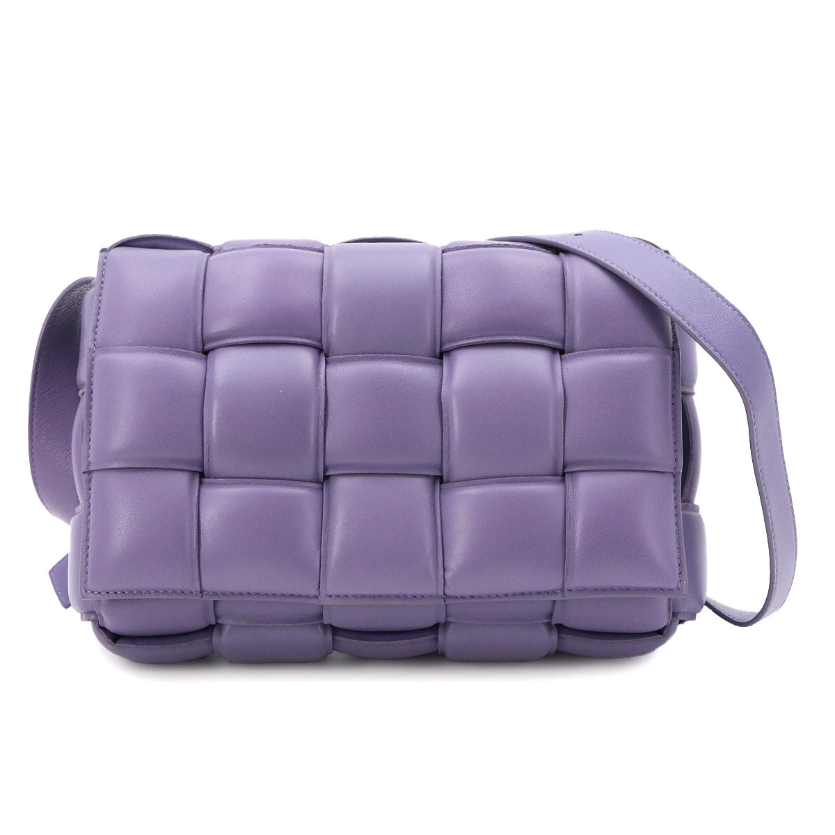 Intrecciato Padded Cassette Shoulder Bag Purple 591970