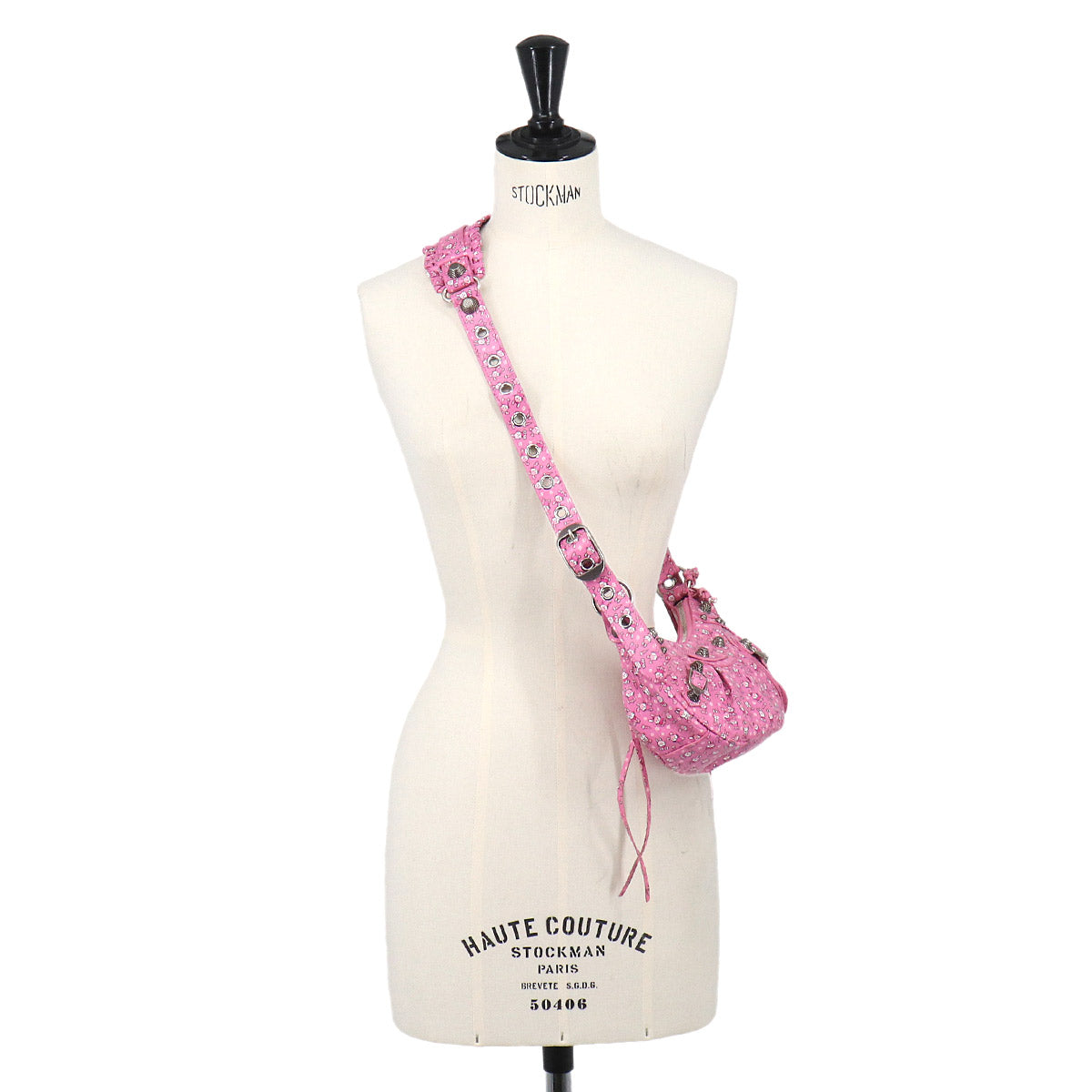 Le Cagole XS Shoulder Bag Leather Pink Rabbit 671309 Purse