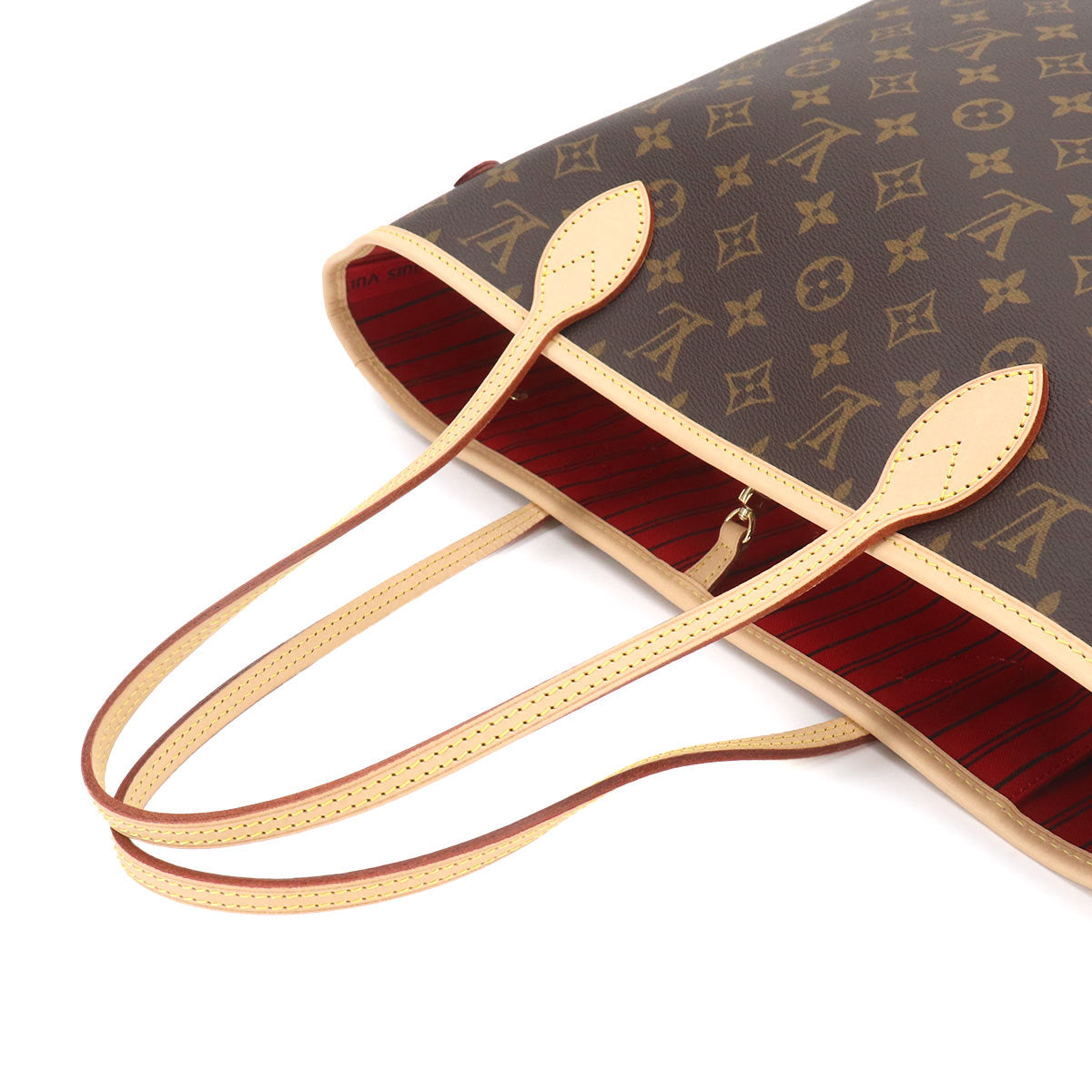 Monogram Neverfull MM Tote Bag Brown Cerise M46987
