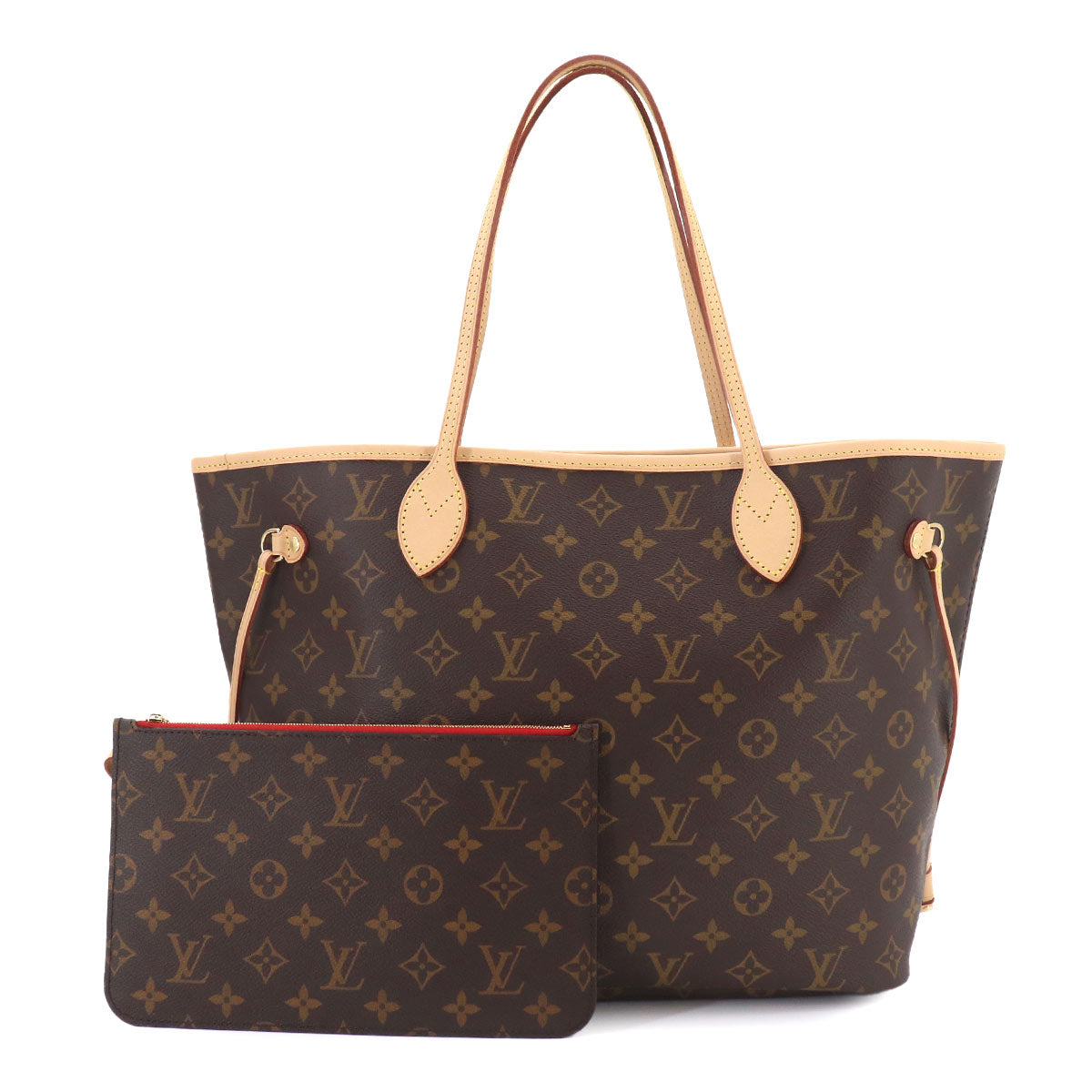 Monogram Neverfull MM Tote Bag Brown Cerise M46987