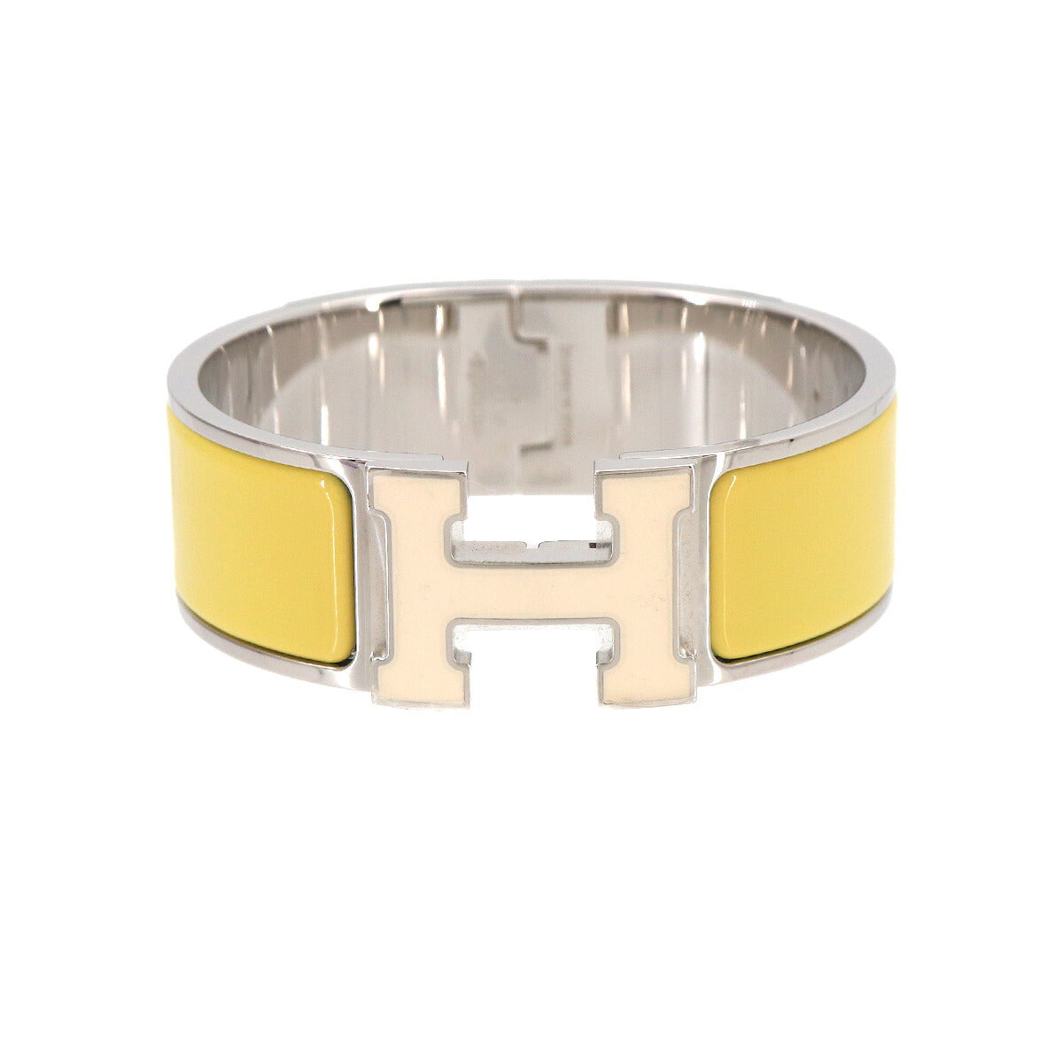 Clic Clac H PM Bangle White Jaune citron Silver Accessory