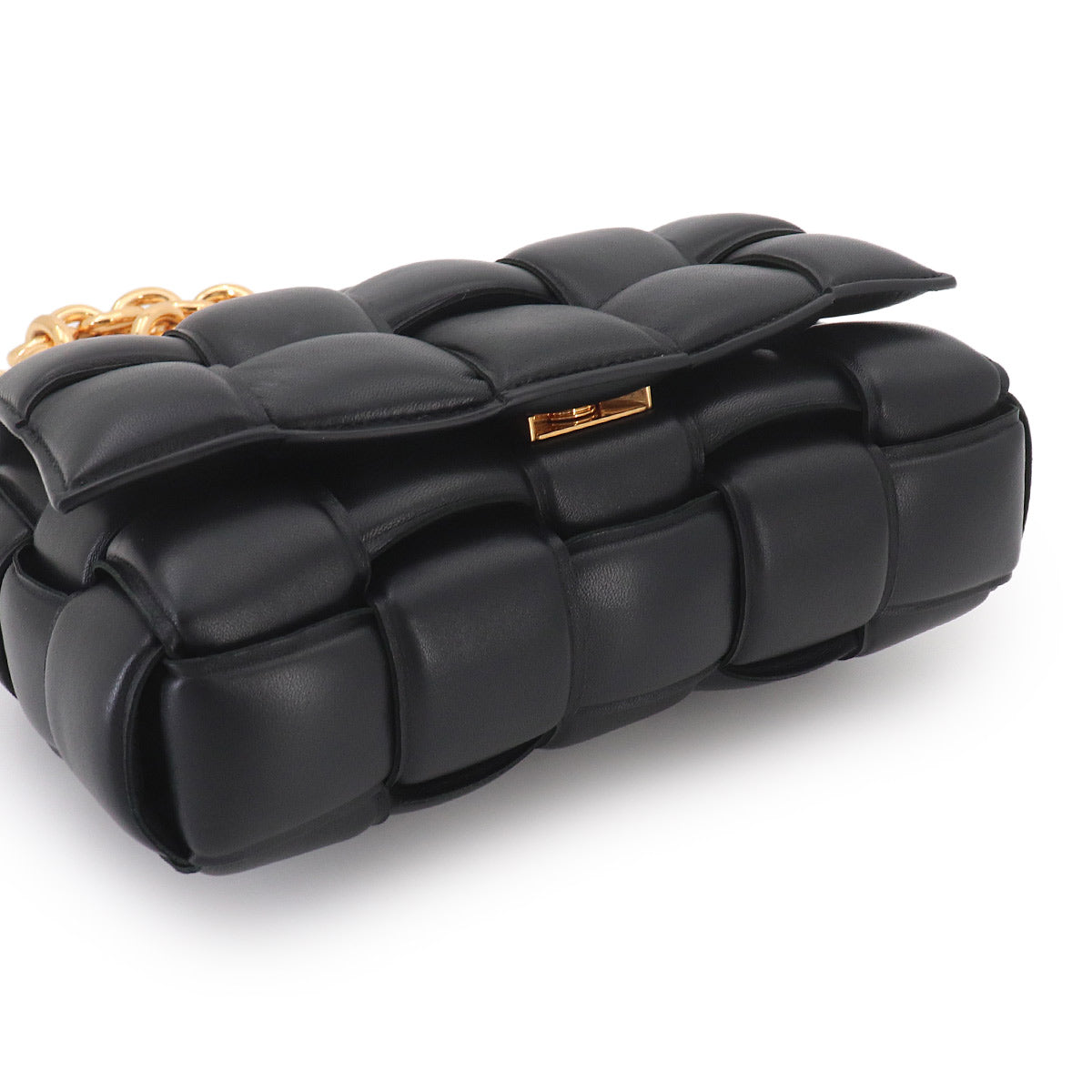 Intrecciato Chain Cassette Hand Shoulder Bag Black
