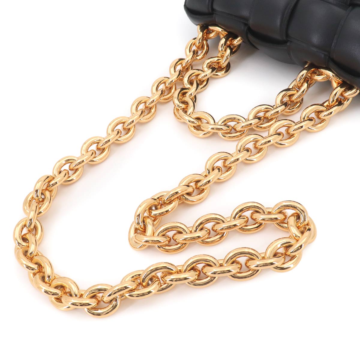 Intrecciato Chain Cassette Hand Shoulder Bag Black