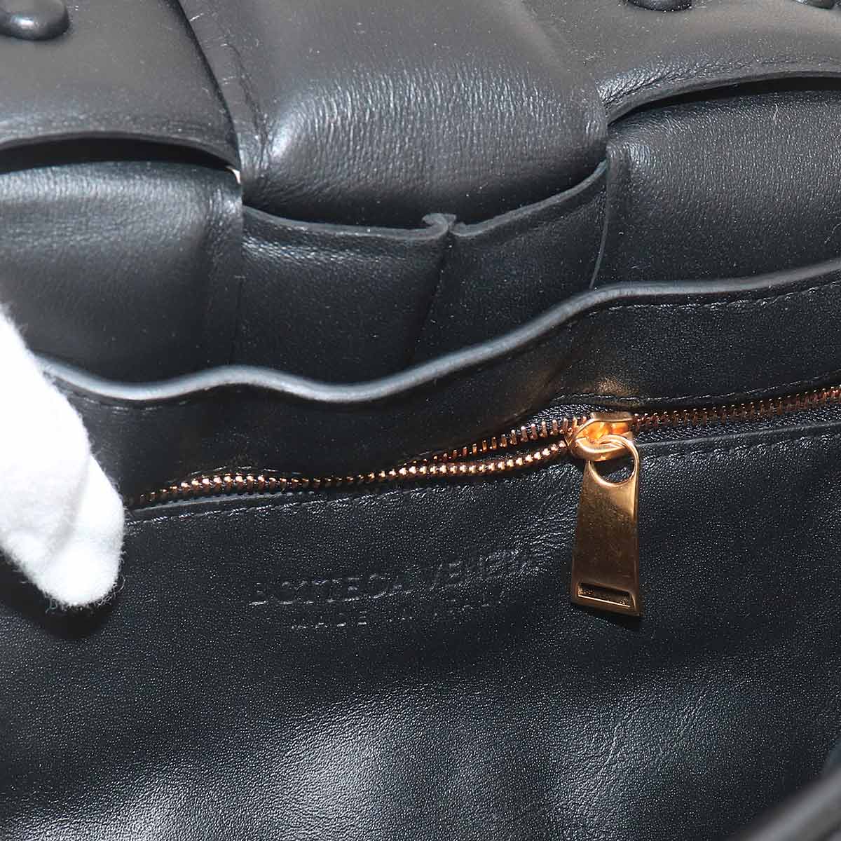 Intrecciato Chain Cassette Hand Shoulder Bag Black