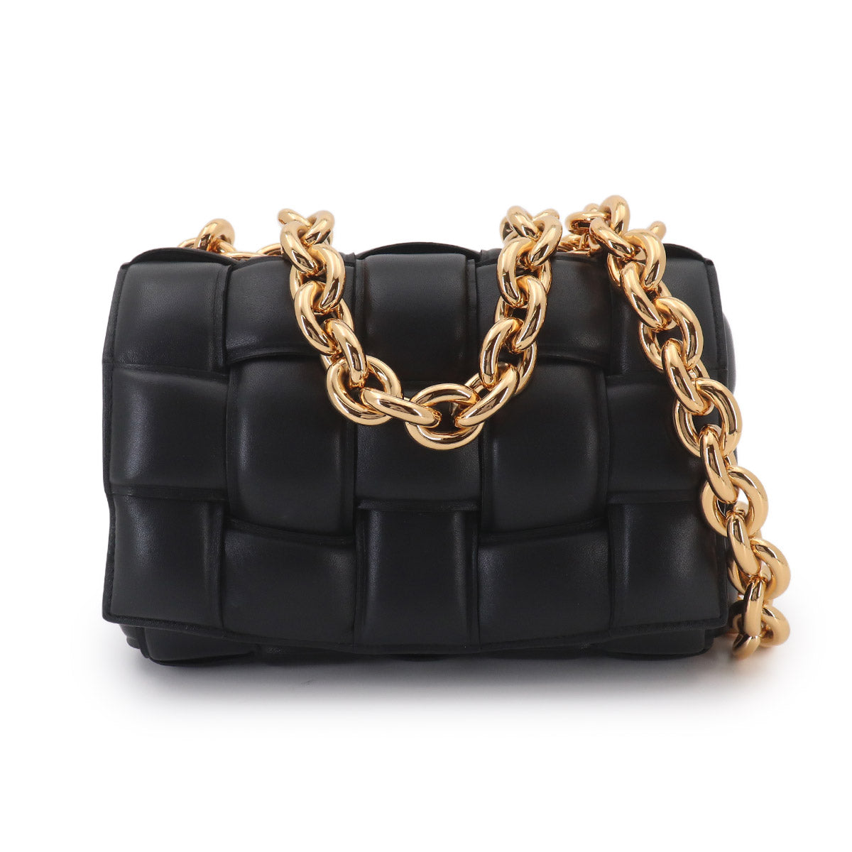 Intrecciato Chain Cassette Hand Shoulder Bag Black