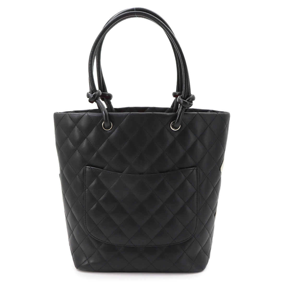 Cambon Line Medium Tote Bag Leather Black White A25167 Purse