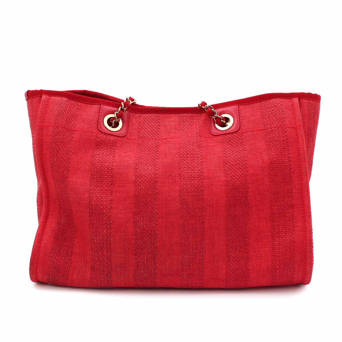 Deauville MM Chain Tote Bag Mixed fibers Leather Red A67001