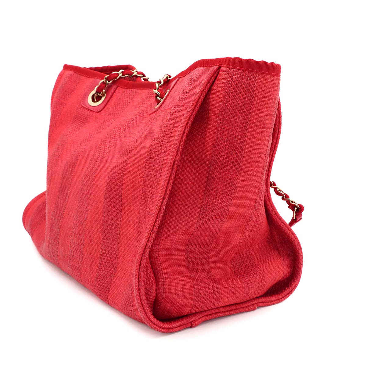 Deauville MM Chain Tote Bag Mixed fibers Leather Red A67001