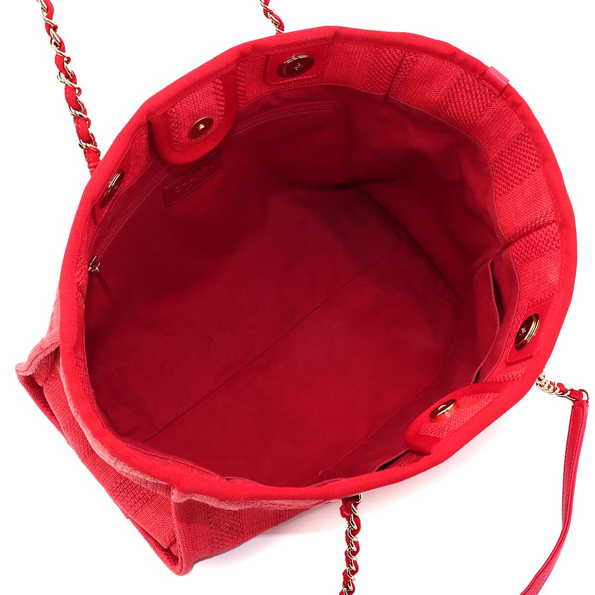 Deauville MM Chain Tote Bag Mixed fibers Leather Red A67001