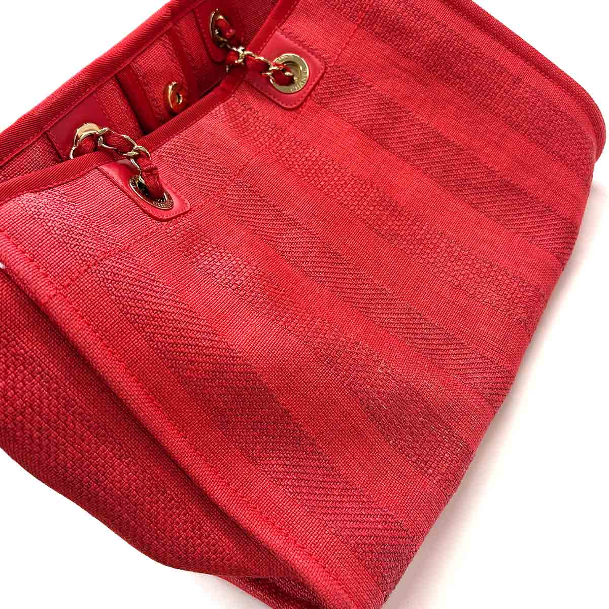 Deauville MM Chain Tote Bag Mixed fibers Leather Red A67001