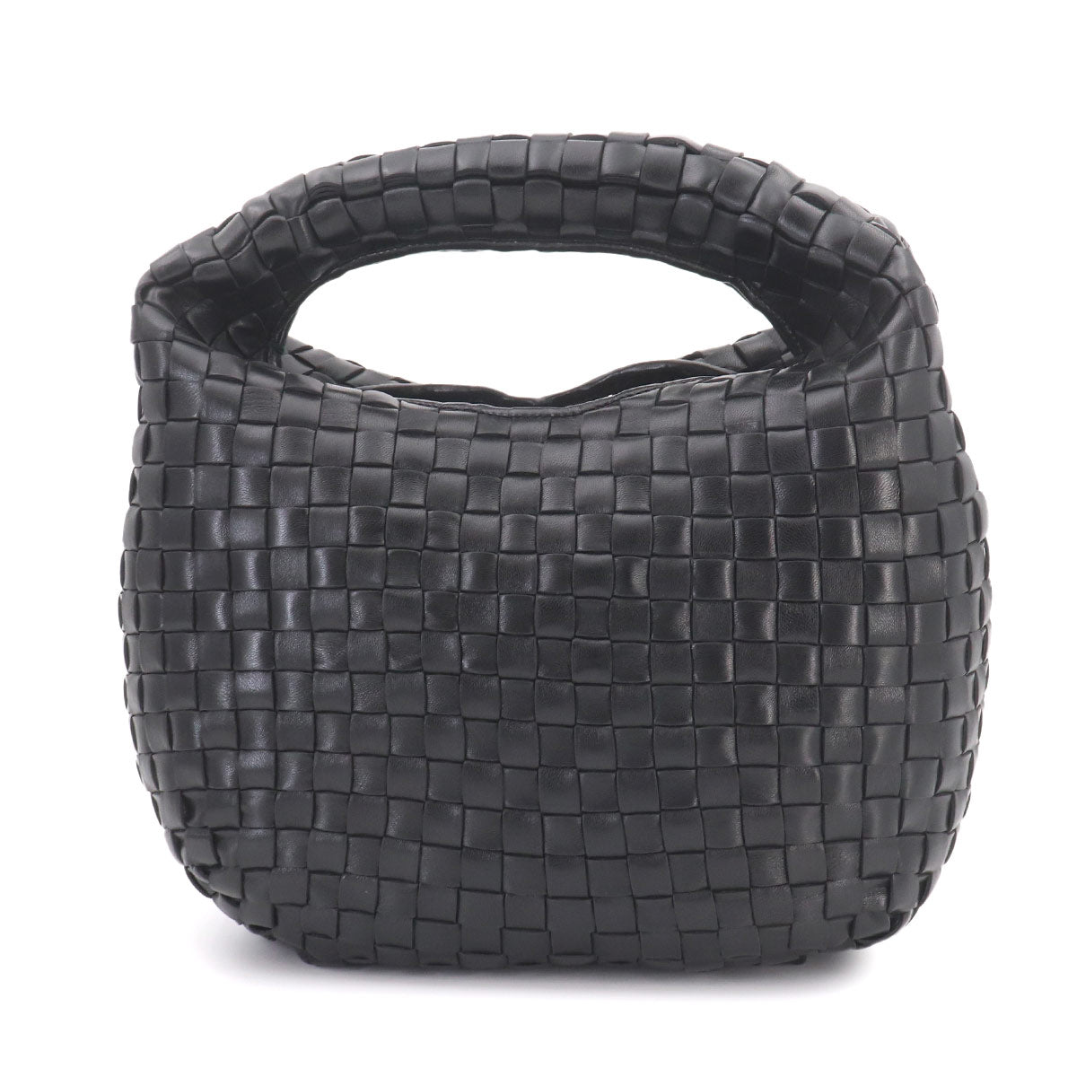 Intrecciato Hobo Hand Bag Leather Black