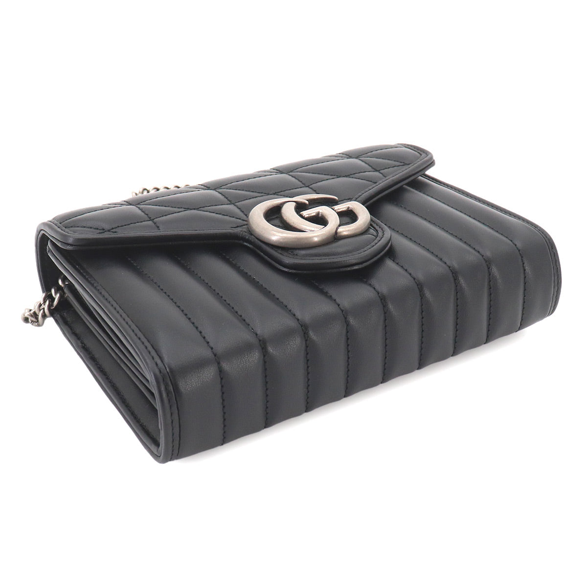 GG Marmont Chain Wallet Leather Black 474575