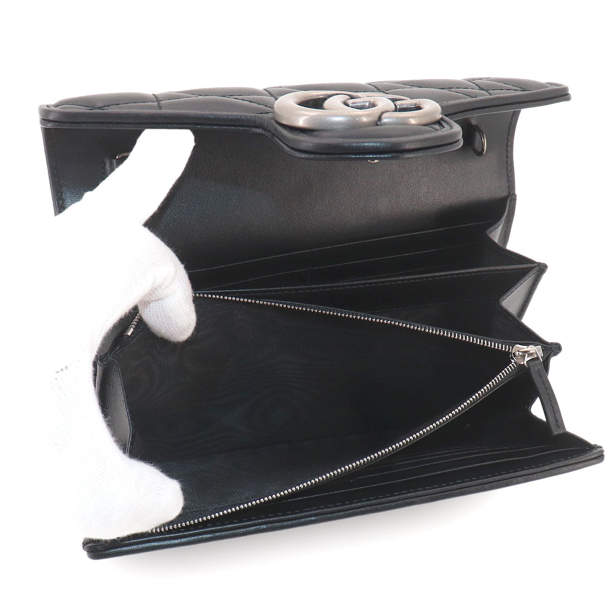 GG Marmont Chain Wallet Leather Black 474575