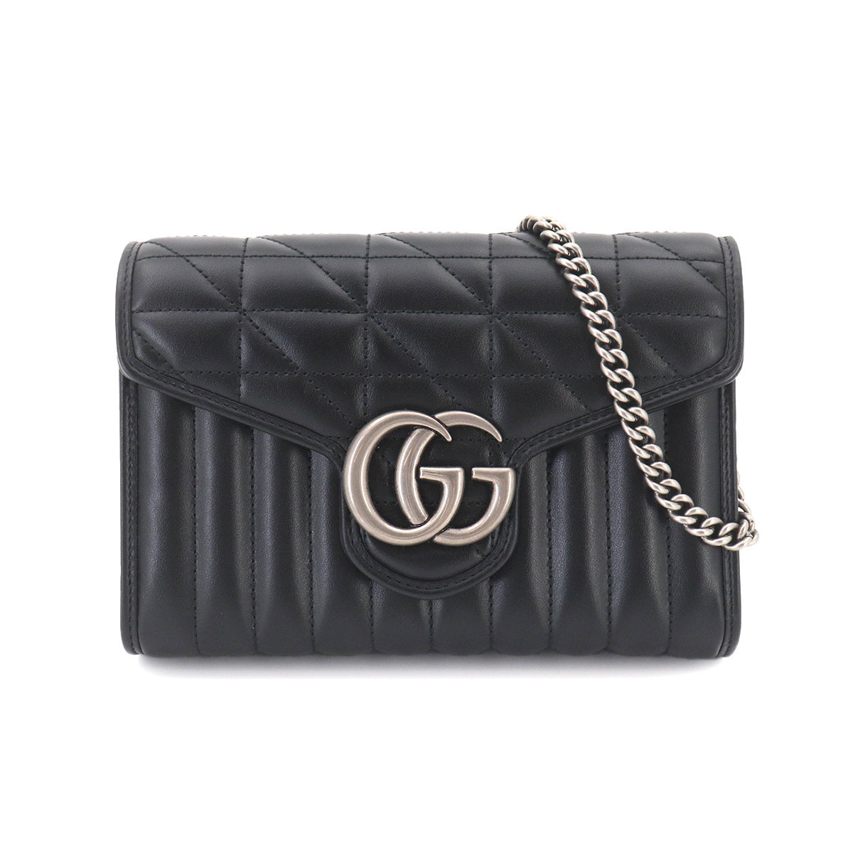 GG Marmont Chain Wallet Leather Black 474575