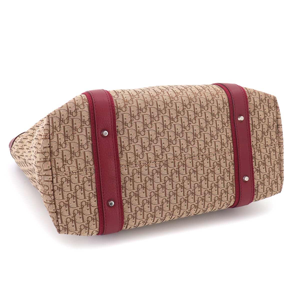 Street Chic Trotter Tote Bag Canvas Red Christian Dior