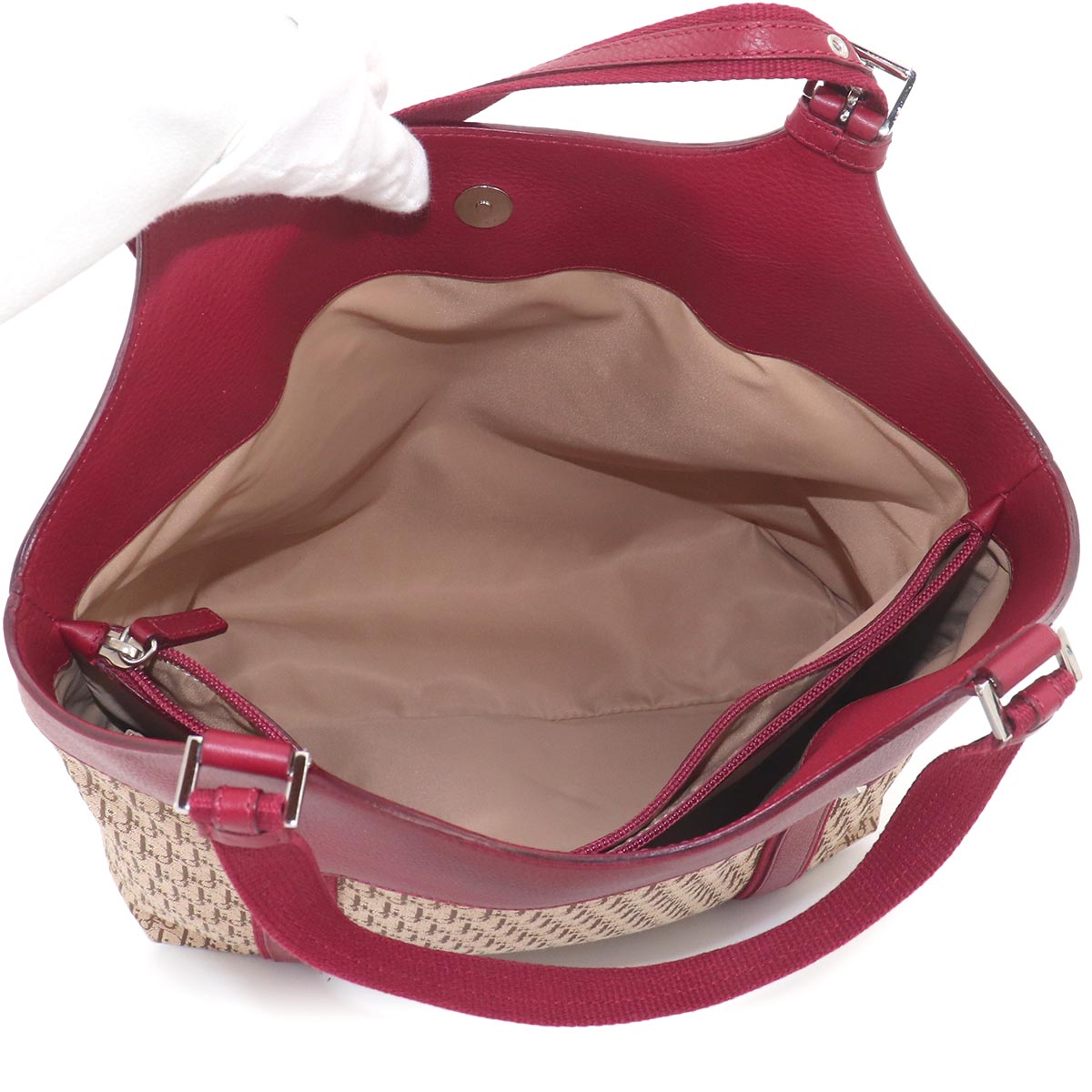 Street Chic Trotter Tote Bag Canvas Red Christian Dior