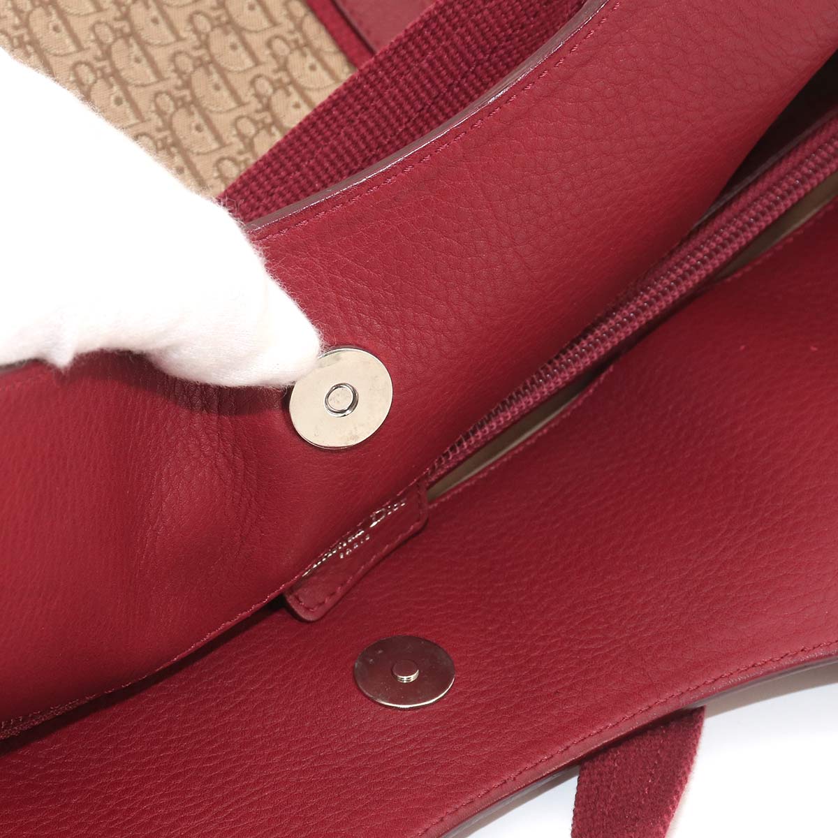 Street Chic Trotter Tote Bag Canvas Red Christian Dior