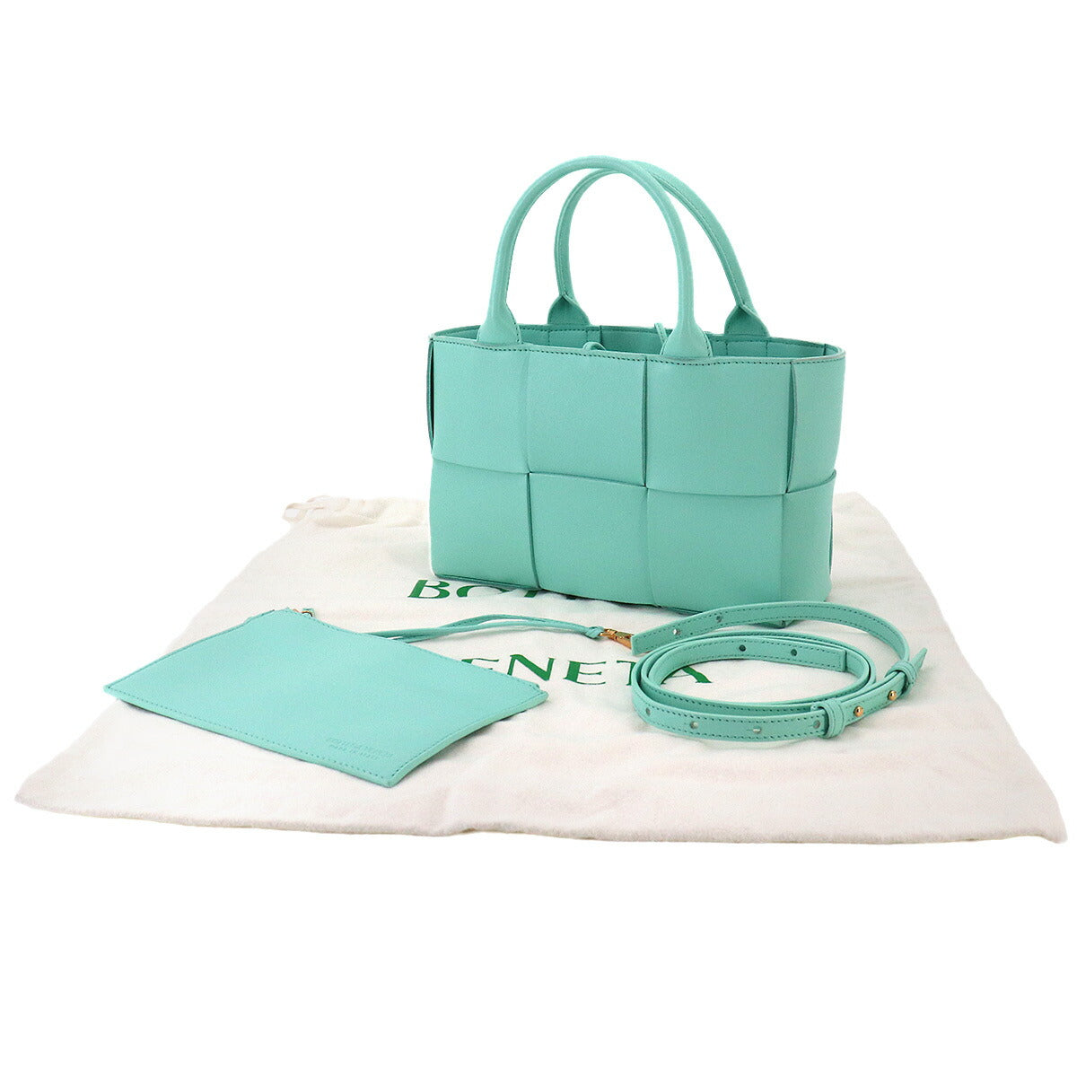 Intrecciato Mini Arco Hand Shoulder Bag Leather Blue