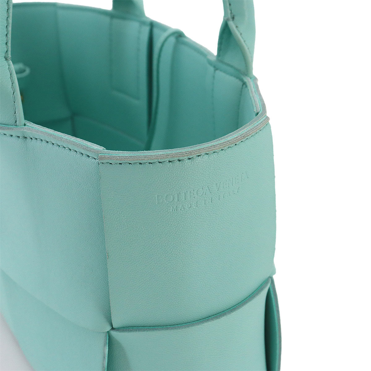 Intrecciato Mini Arco Hand Shoulder Bag Leather Blue