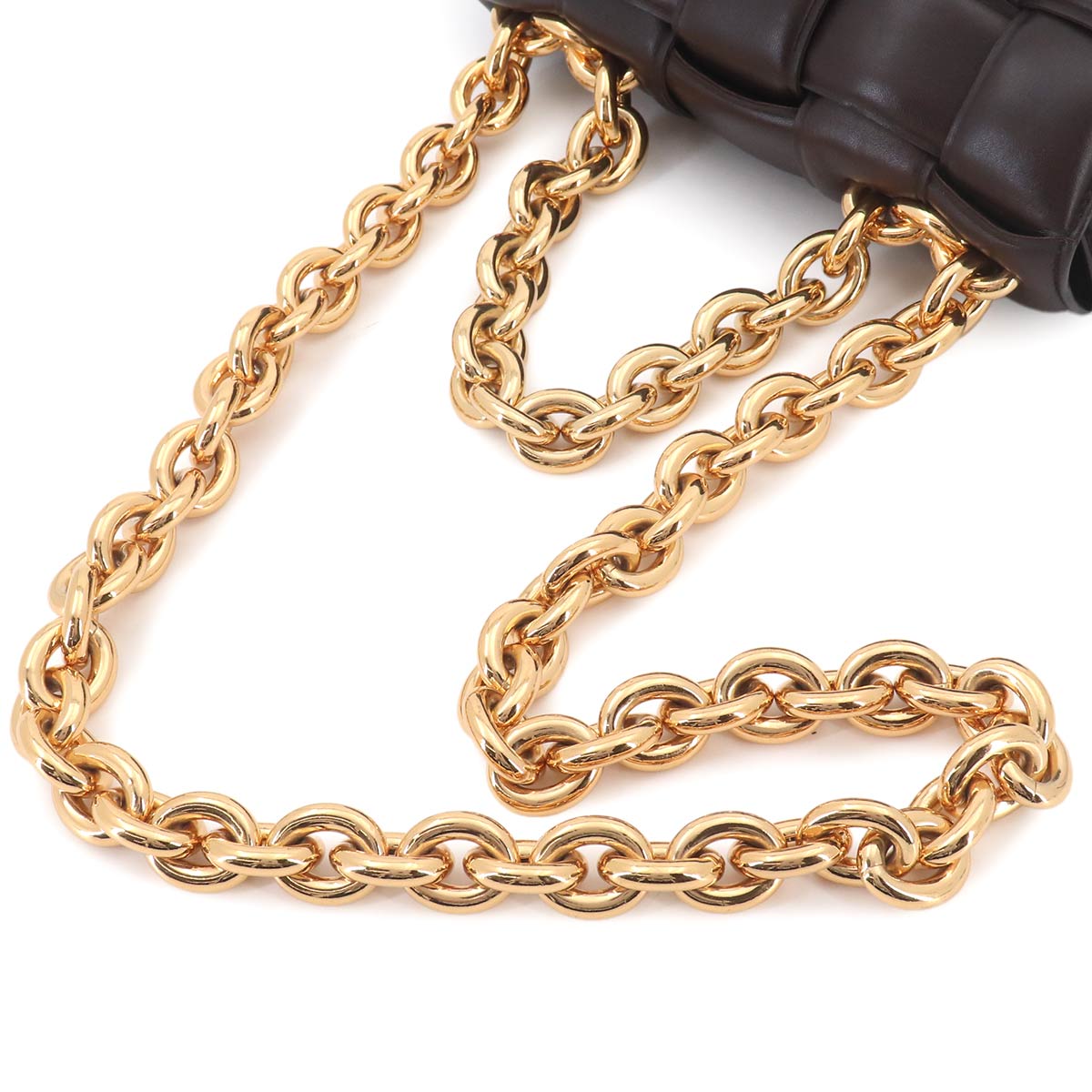 Intrecciato Chain Cassette Hand Shoulder Bag Brown