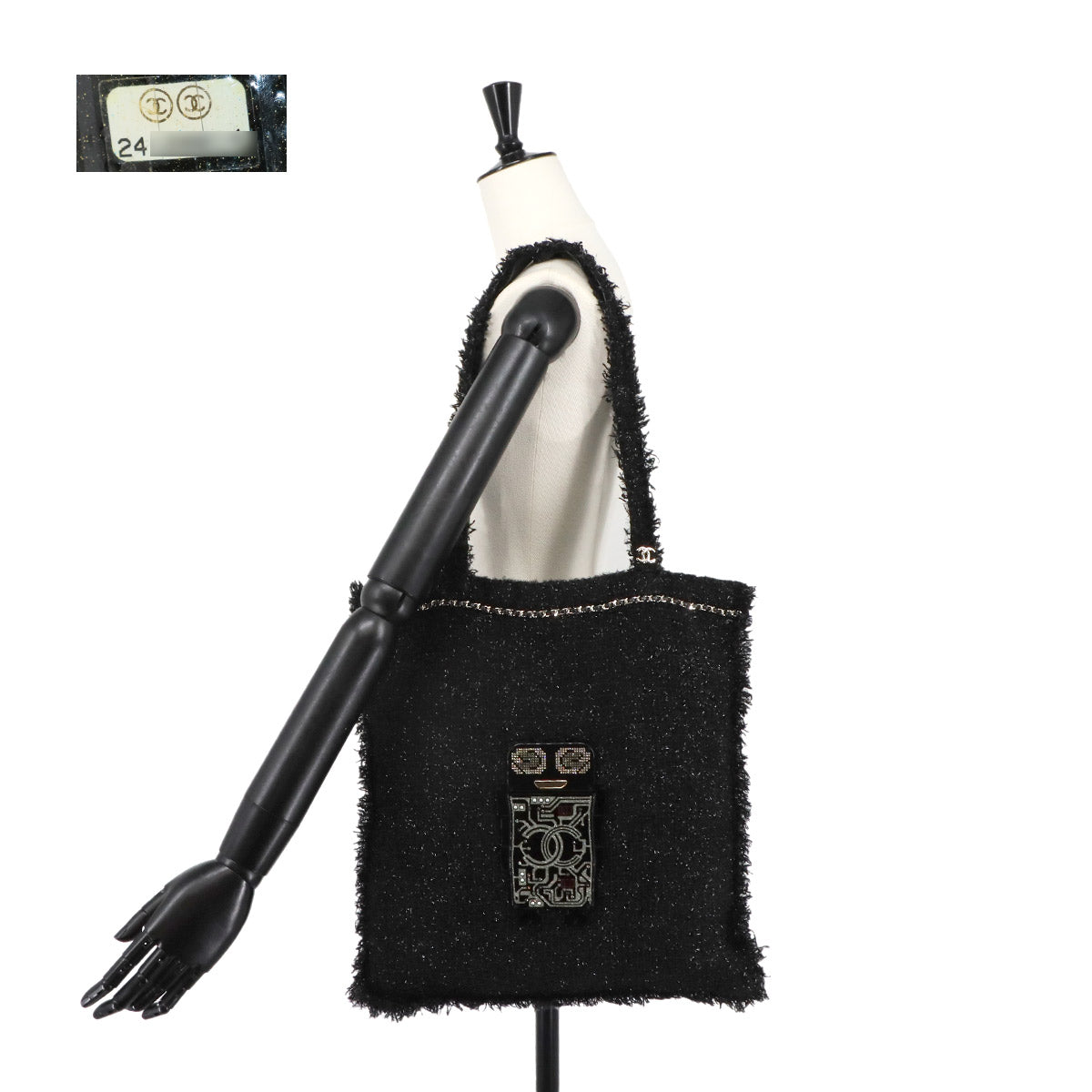 Robot Large Shopping Tote Bag Tweed Black A94646 Purse