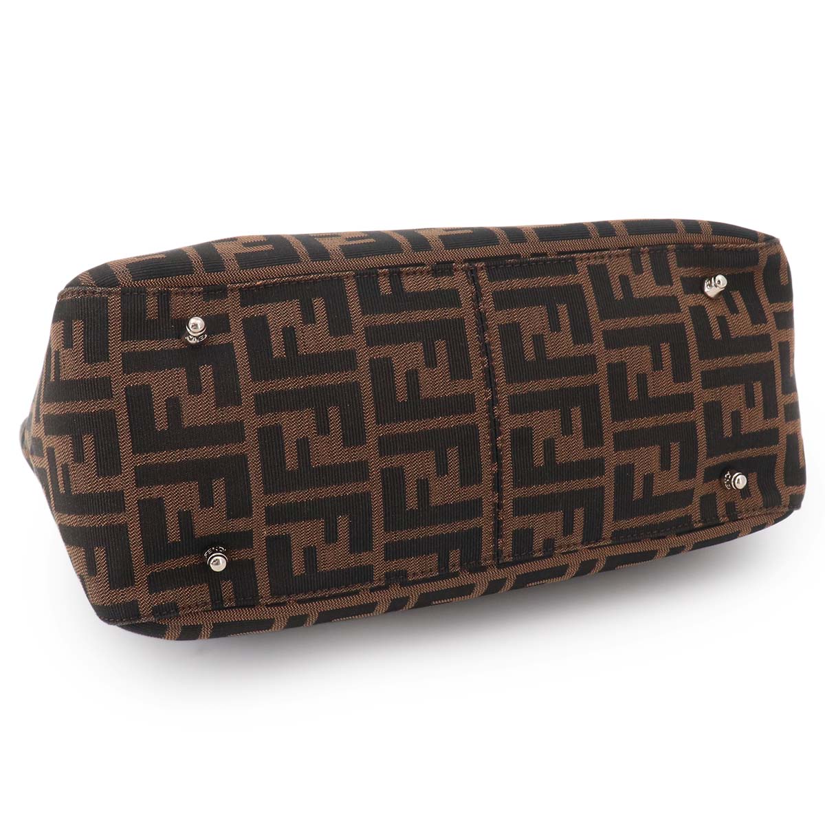Zucca Hand Bag Canvas Leather Brown Black 26693 Purse