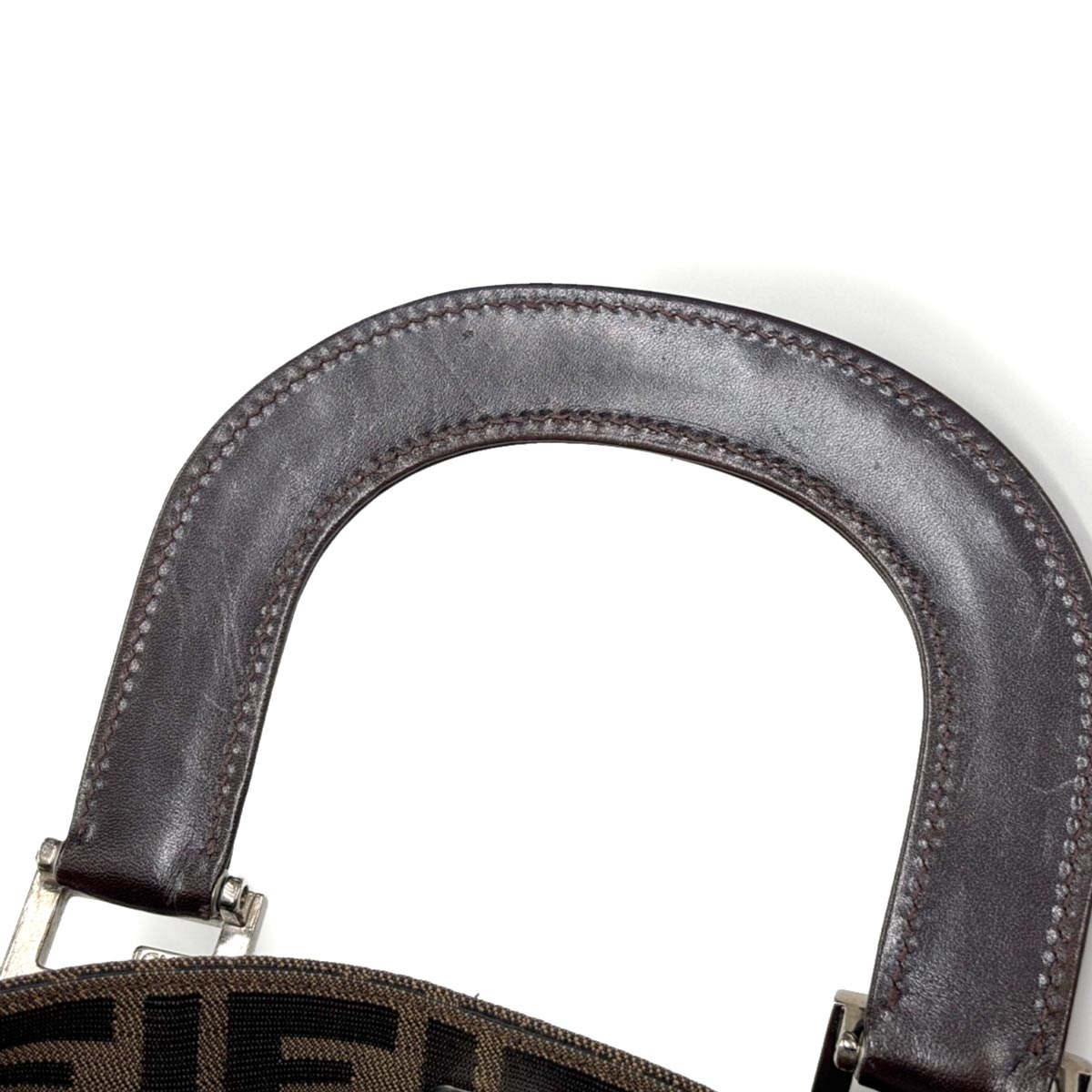 Zucca Hand Bag Canvas Leather Brown Black 26693 Purse