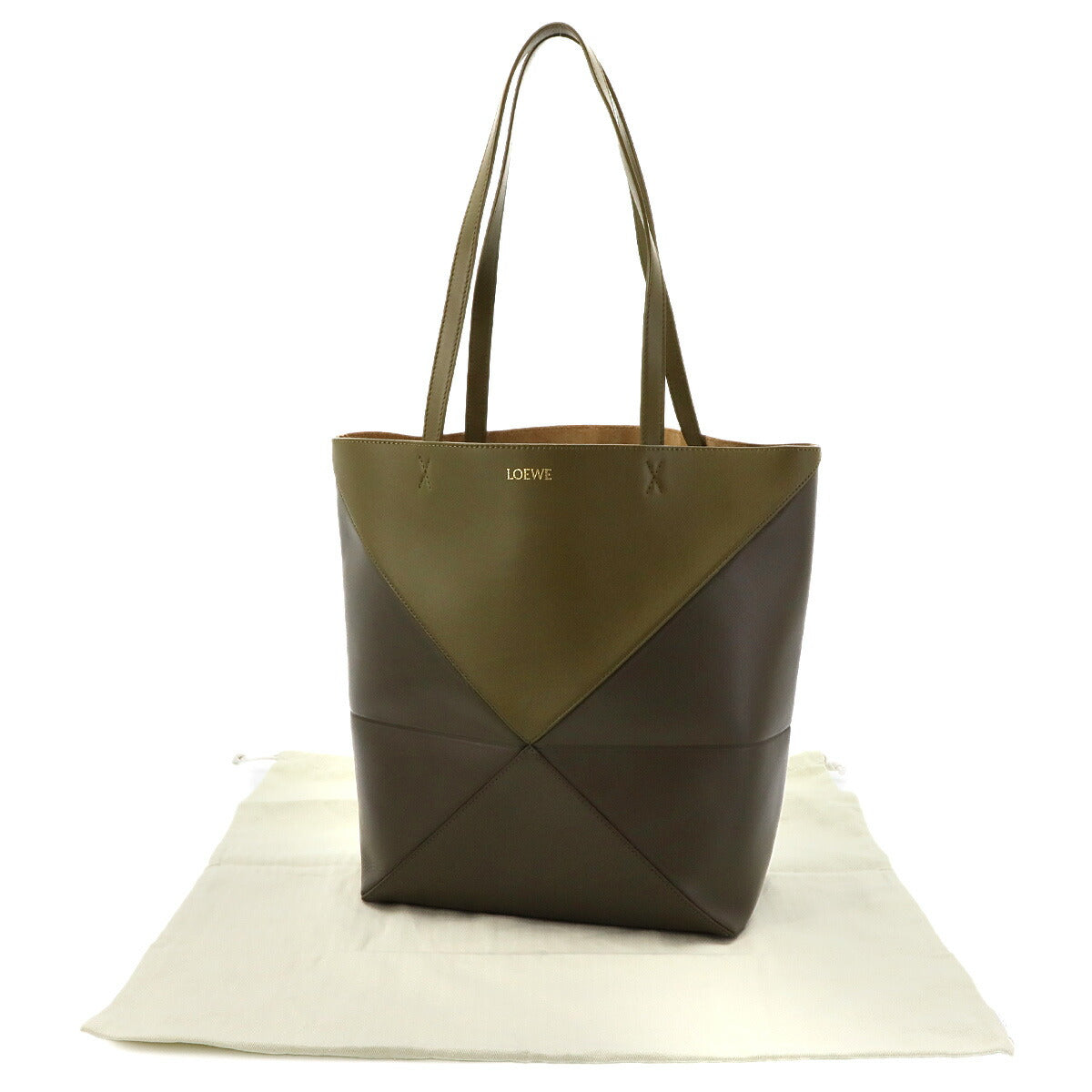 Medium Puzzle Fold tote Bag Leather Khaki Purse