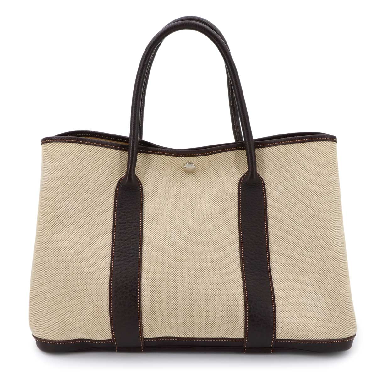 Garden Party PM Tote Bag Toile H Leather Natural Marron Purse