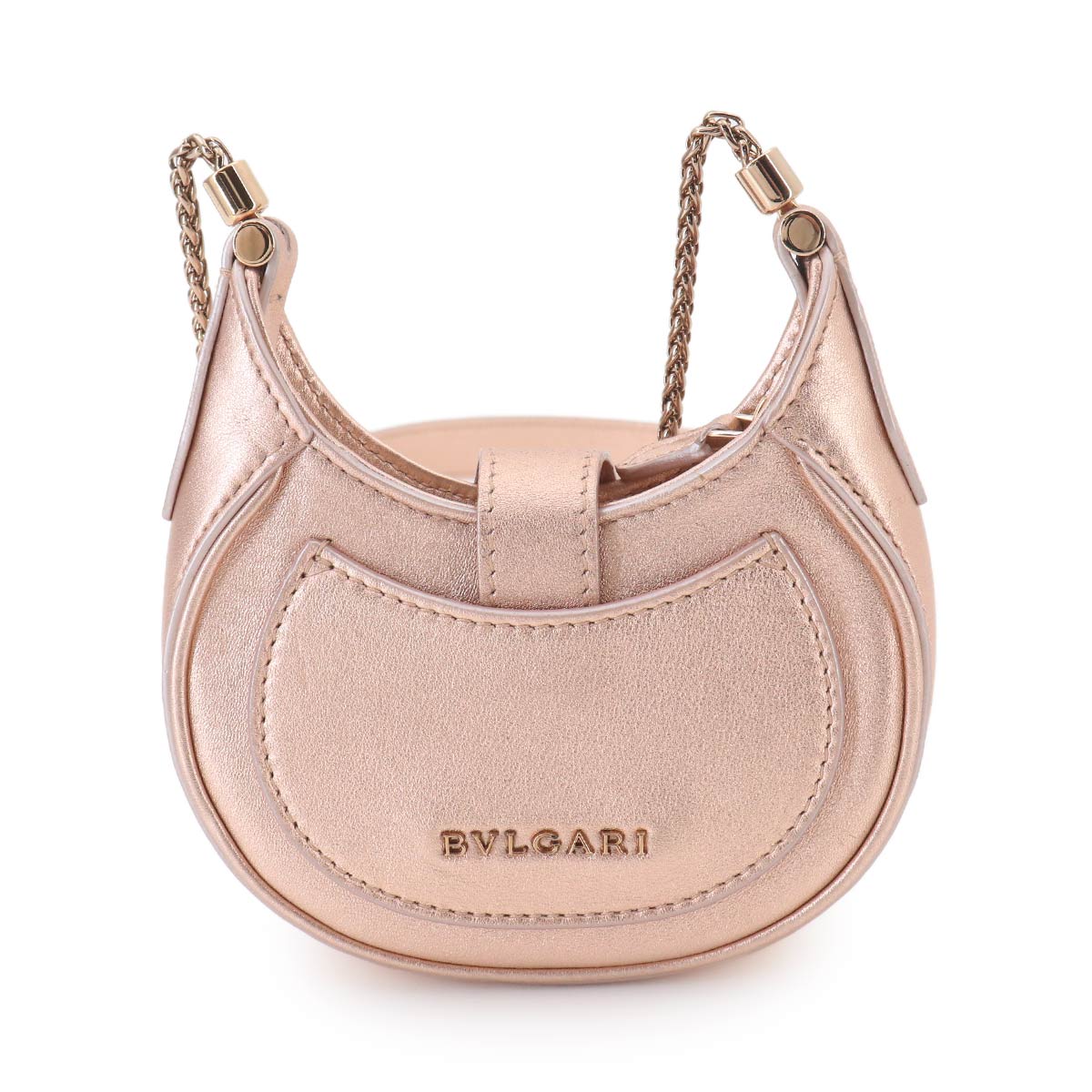 Serpenti Ellipse Micro Chain Shoulder Bag Leather Metallic Pink