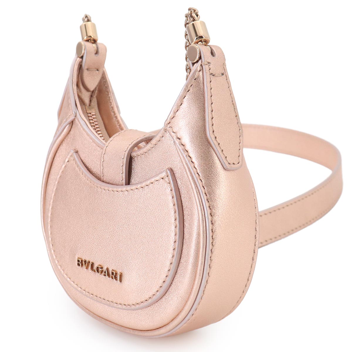 Serpenti Ellipse Micro Chain Shoulder Bag Leather Metallic Pink