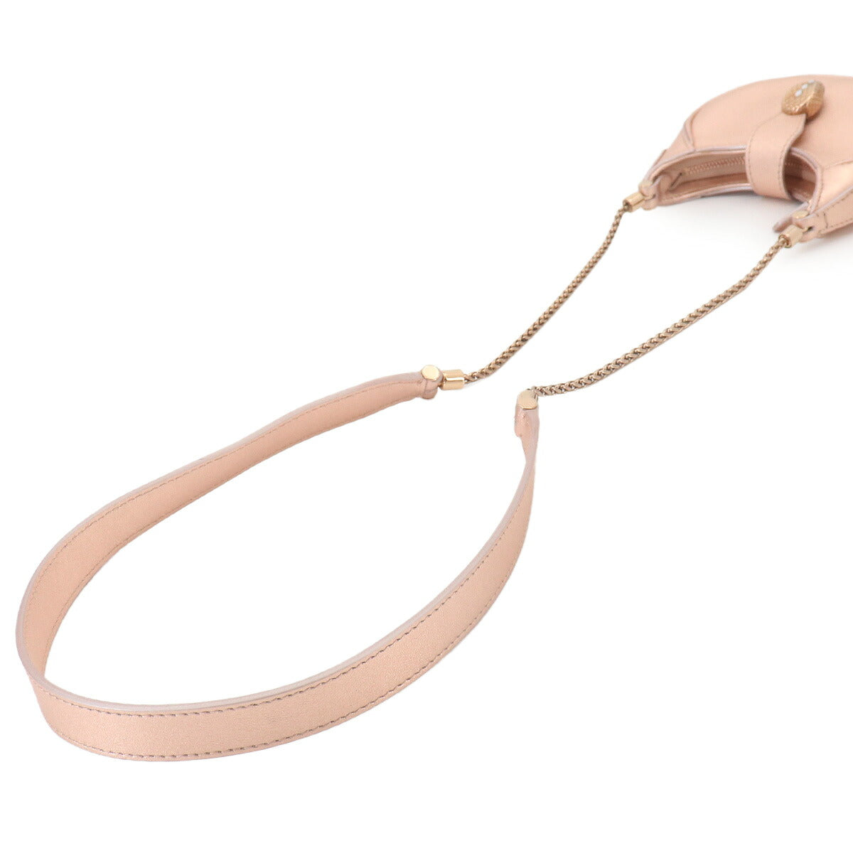 Serpenti Ellipse Micro Chain Shoulder Bag Leather Metallic Pink